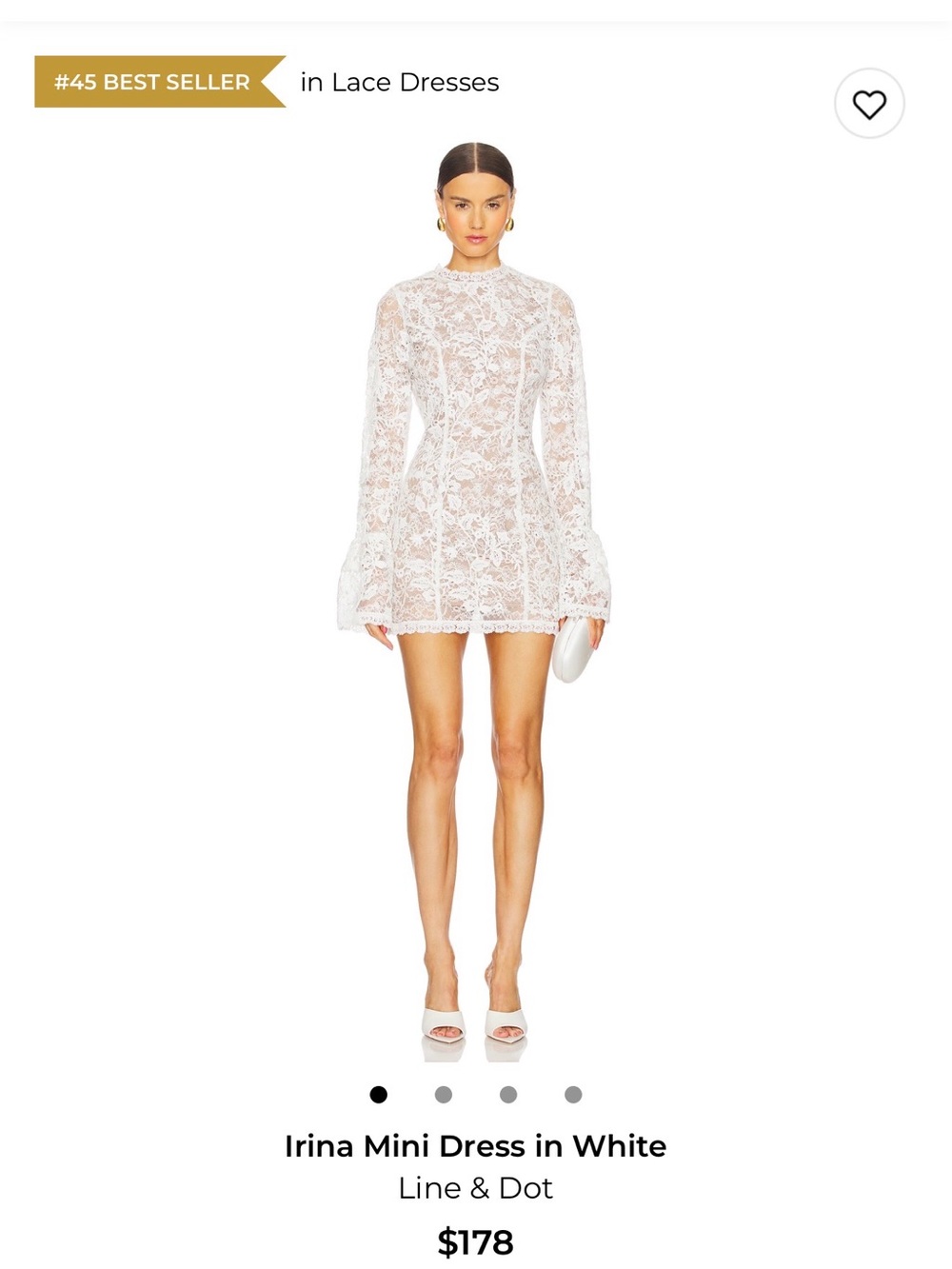 REVOLVE White Long Sleeve Lace Mini Dress